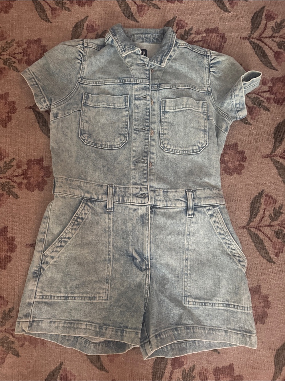 GAP| Light Wash Denim Short Sleeve Romper